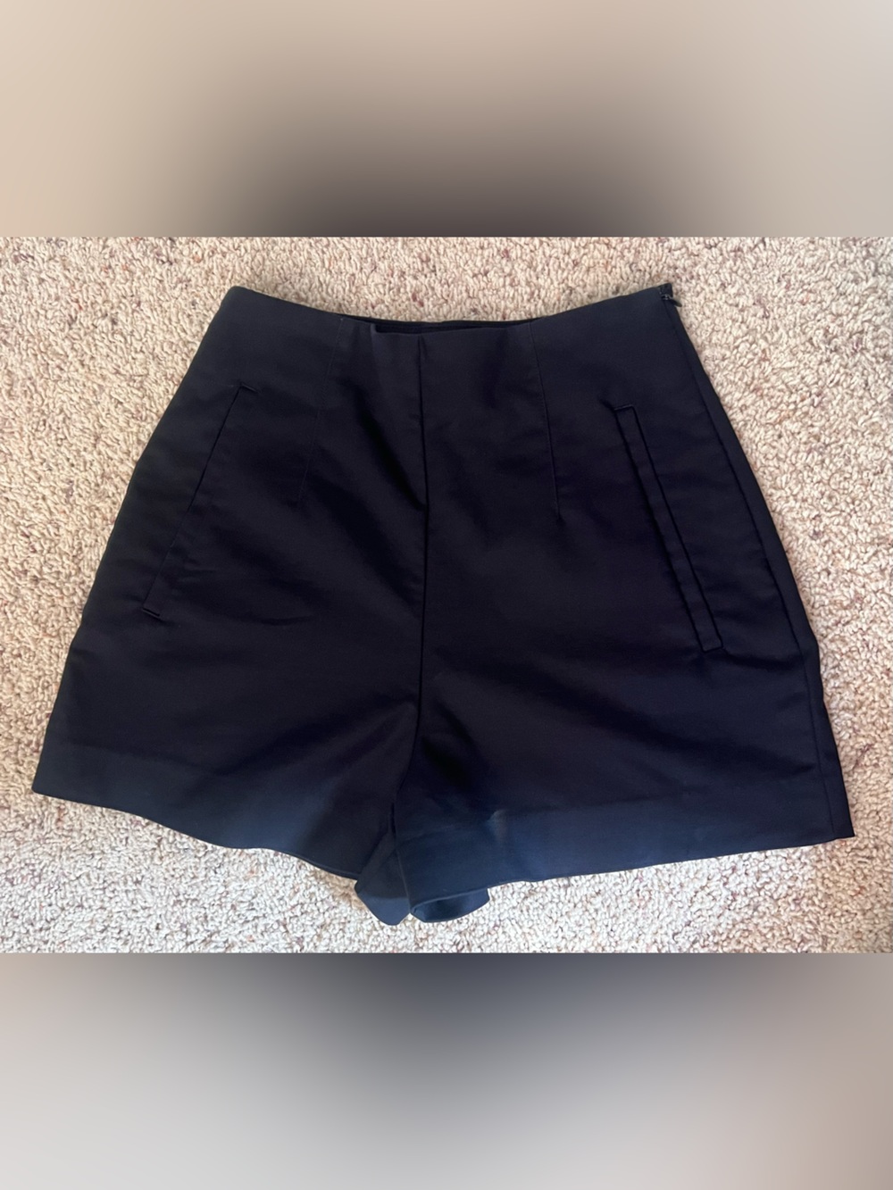 Zara Black High-Rise pleated dressy Shorts
